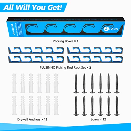 PLUSINNO H5 Horizontal Fishing Rod/Pole Holders | Garage Storage - Image 7