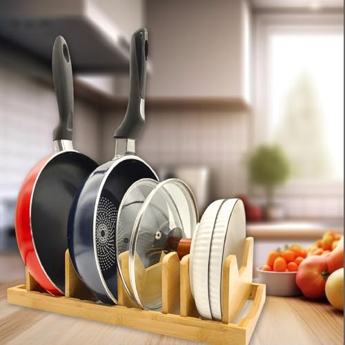 Bamboo Pot Lid Organizer for Cabinet & Kitchen Counter, Pan Lid - Image 5