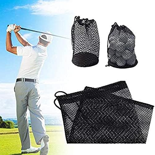Durable Nylon Mesh Drawstring Bag - Equipment Storage Ditty With Cord Lock Closure for Toys, Balls, Laundry (Black)