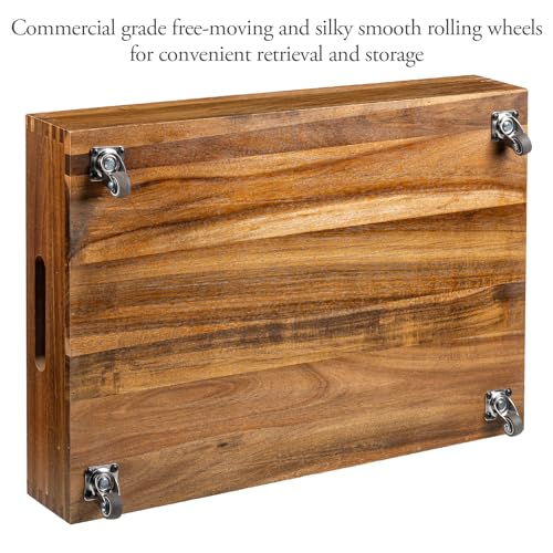 MyGift 24 Inch Premium Acacia Solid Wood Under Bed Storage - Image 7