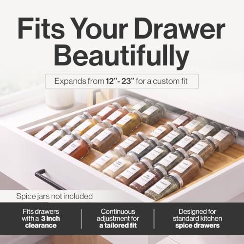 Bamboo Spice Drawer Organizer, Expandable 12 to 23 Inch - Image 7