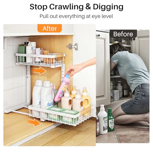 PXRACK Under Sink Organizer, Adjustable Height, 2 Ti | Under Sink Stor - Image 5