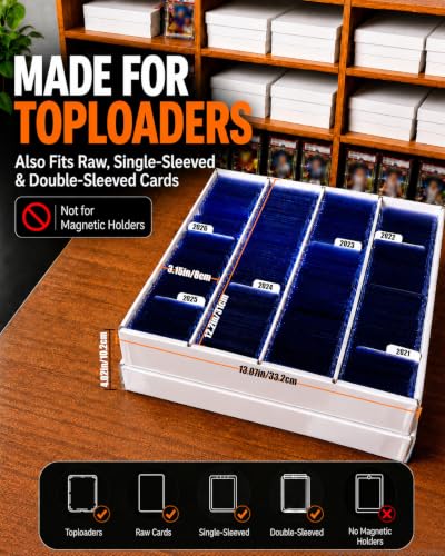 4 Row Toploader Trading Card Storage Box with Divider - Image 5