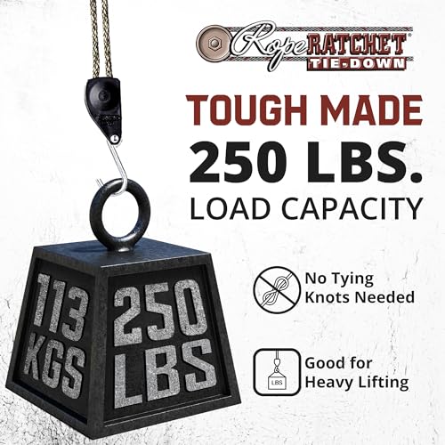 Rope Ratchet 3/8" 20' Solid Braided Rope Block and Tackle - Image 3