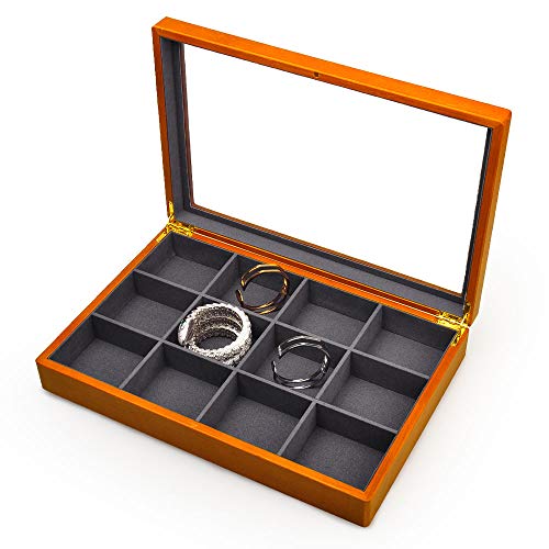 Oirlv 12 Grids Vintage Solid Wood Jewelry Box Microf | Jewelry Organiz - Image 6
