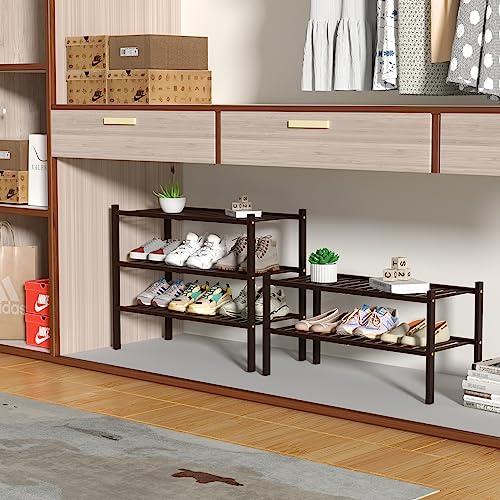 ROMGUAR CRAFT 3 Tier Bamboo Shoe Rack for Closet Free Standing - Image 5