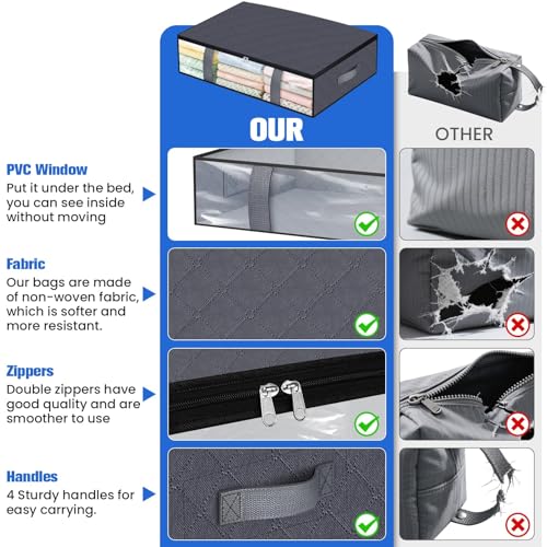 4 Pack Under Bed Storage Containers, 60L Blanket Storage Bags - Image 7