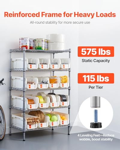 VEVOR 5-Tier Rolling Bin Storage Rack, 16 Organizer Bins - Image 6