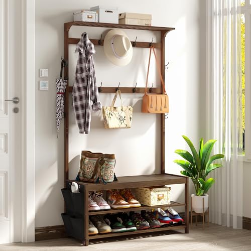 Hall Tree with bench and shoe storage, Entryway Bench - Image 2