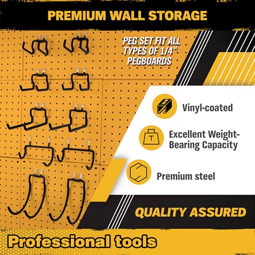 12-Piece Pegboard Hooks with Extension Straps, Heavy Duty - Image 5