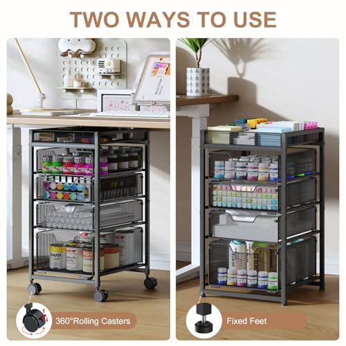 Rolling Utility Cart with 4 Drawers, Craft Organizer and Storage - Image 3