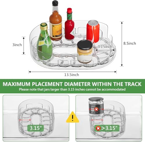 Lazy Susan Organizer for Refrigerator, 13" x 8.5" Clear - Image 7