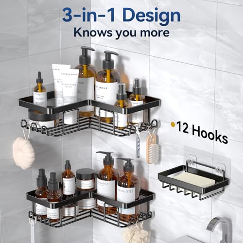 YASONIC Corner Adhesive Shower Caddy, with Soap Hold | All Products - Image 7