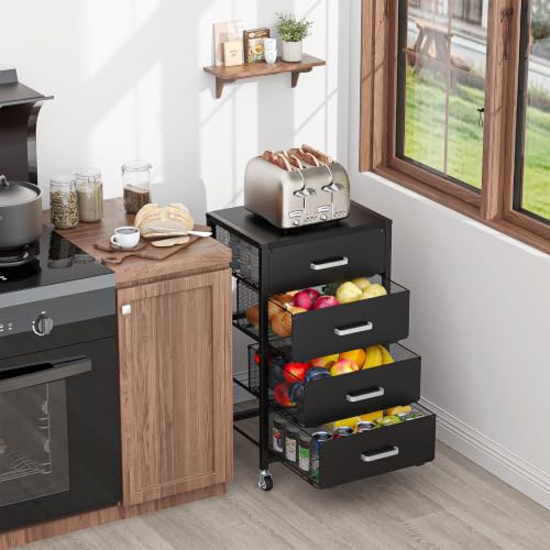 4-Drawers Metal Rolling Cart, Utility Storage Cart with Wheels - Image 8