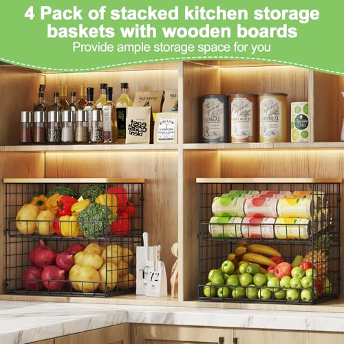 4 Pack Stackable Wire Baskets for Pantry Organizers - Image 7