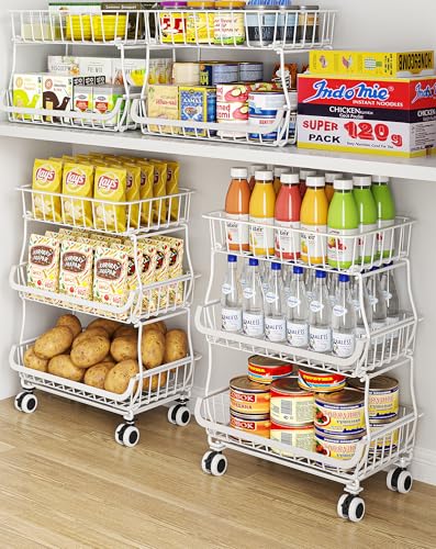 OKZEST 3-Tier Rolling Pantry Floor Organizers and Storage Cart - Image 2