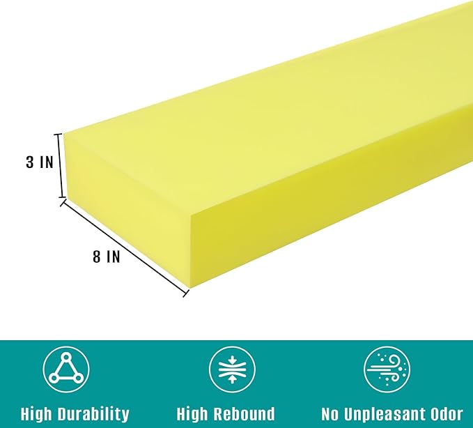 Bed Gap Filler, High Density Foam Mattress Extender for Headboard/Wall Gaps,2-Meter Extra Long Cut-to-Fit Yellow Foam Sponge Strip (78''x8''x3'')