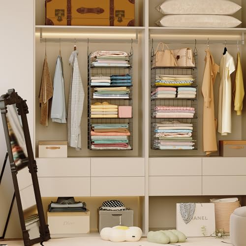 X-cosrack Closet Hanging Organizer Shelves - 5 Tier Wardrobe - Image 5