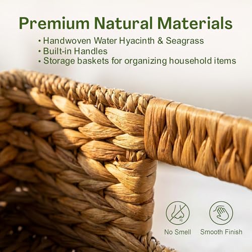 Large Wicker Storage Basket with Handles, Seagrass Hyacinth - Image 3