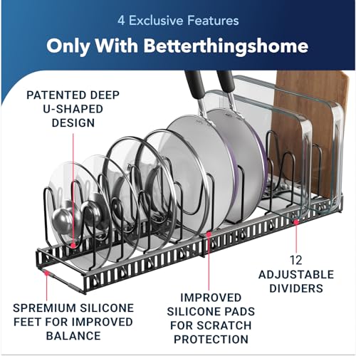 Better Things Home 5.5” Wide 12-Slot Adjustable Pot Lid Organizer - Image 3