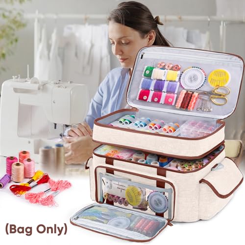 AMOIGEE Large 15" Double-Layer Sewing Organizer Bag - Image 3