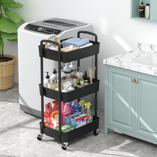 Sywhitta 3-Tier Plastic Rolling Utility Cart with Wheels - Image 6