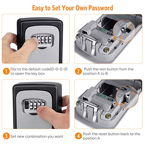 Key Lock Box Wall Mounted, Fayleeko 4 Digit Combination - Image 4
