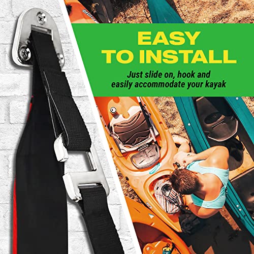 Kayak Storage Rack | Premium Adjustable Padded Wall Straps - Image 4