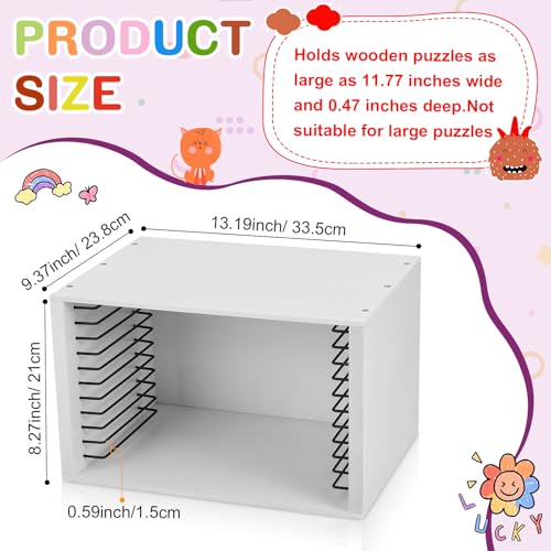 Wooden Puzzle Organizer Rack, 12-slot Storage Holder - Image 4