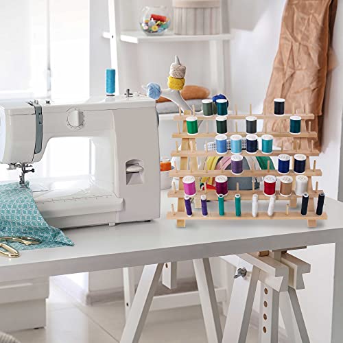 US Art Supply Premium 60-Spool Thread Holder: Wooden Sewing & - Image 3