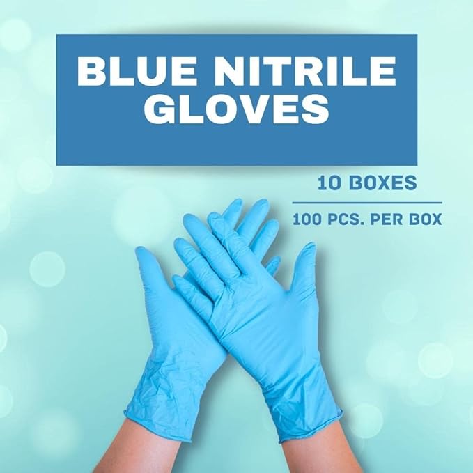 PackagingSuppliesByMail PSBM Black Nitrile Disposable Gloves, 1000 Count, Textured Fingertips, Latex and Powder Free