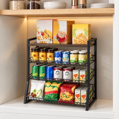 4-Tier Candy Display Rack, Countertop Snack Organizer with Wooden - Image 8