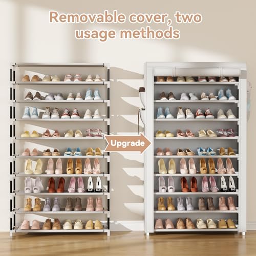 LANTEFUL Shoe Rack with Covers 10 Tier Tall Shoe Rack Organizer - Image 6