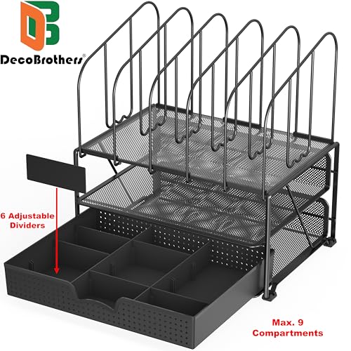 Deco Brothers Mesh Desk Organizer with Double Tray, 5 Upright - Image 3
