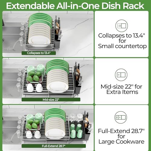 Large Dish Drying Rack, Expandable Dish Rack - Image 3