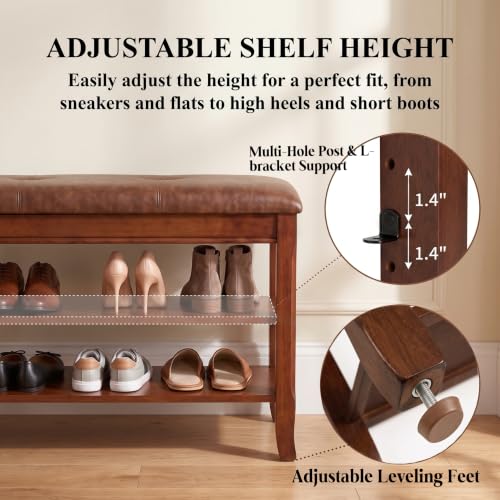 Shoe Rack Bench Solid Wood Shoe Bench Entryway | Home Organization - Image 6
