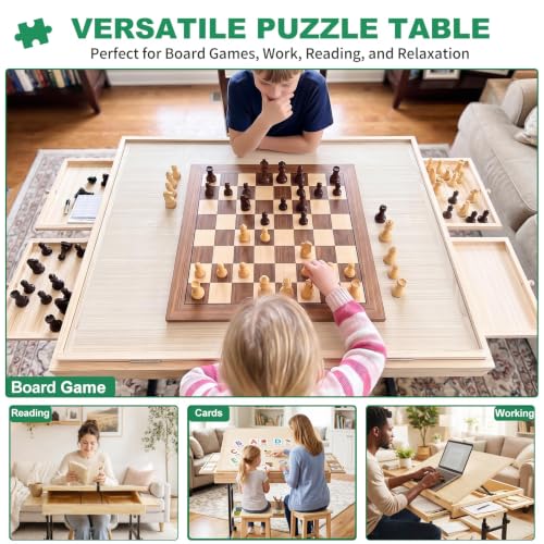 Wooden Puzzle Table with Drawers, 1500 Piece Puzzles - Image 7