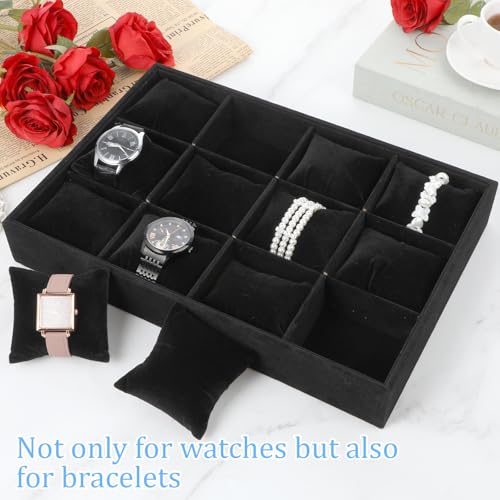 AHQiZFX 2 Pieces Elegant Velvet Watch Tray, 12 Grid | Jewelry Organiza - Image 6
