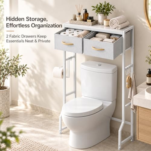 Over the Toilet Storage Shelf Short 2 Tier Over Toilet - Image 5