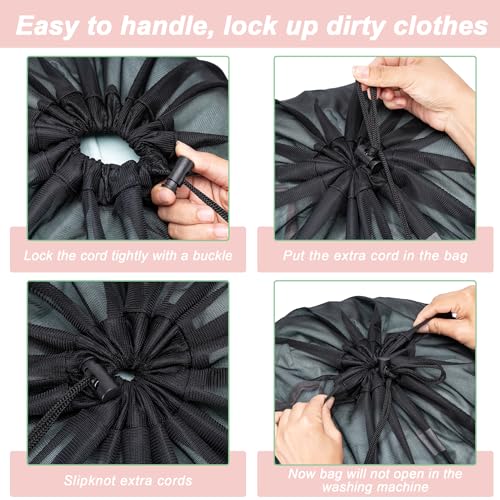 4 Pack Mesh Travel Laundry Bag 16" x 20"Extra Large Dirty Clothes - Image 4