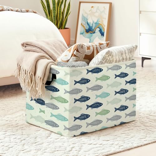 Cute Fish Foldable Laundry Basket Hamper with Handles, 56L - Image 3