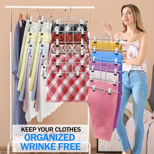 3 Pack Closet Organizers and Storage,6 Tiers Skirt Pants - Image 5