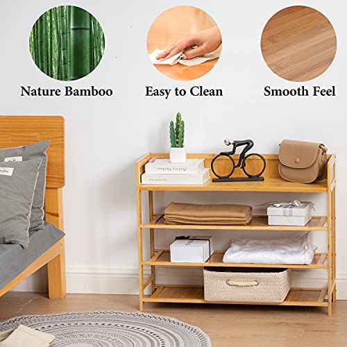 latifolia Shoe Rack, 4-Tier Bamboo Shoe Rack (Nature, 31.40''L) - Image 6