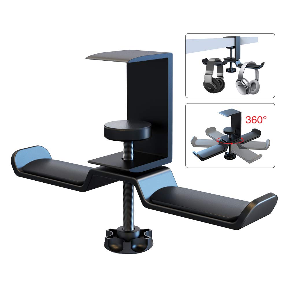 6amLifestyle Dual Rotatable Headphone Stand Hanger Under - Image 1