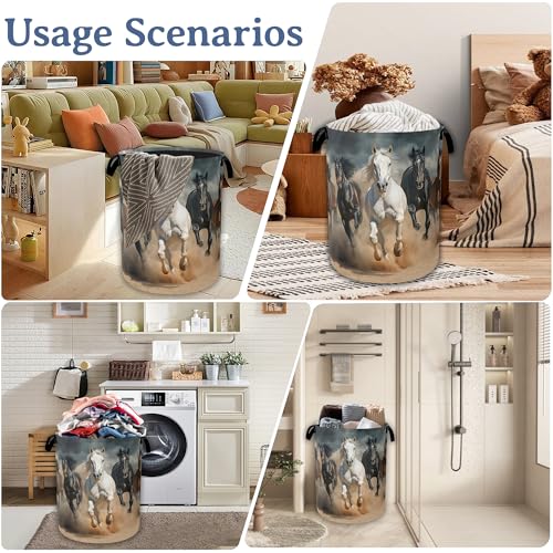 Running Horse Laundry Basket,Foldable Waterproof Oxford - Image 8