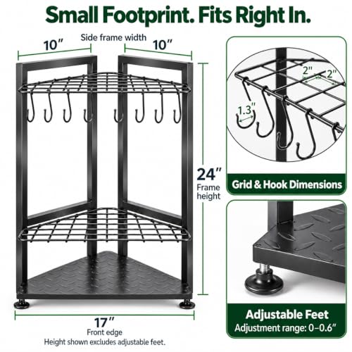 YueTong Corner Garden Tool Organizer, Freestanding Rack - Image 3