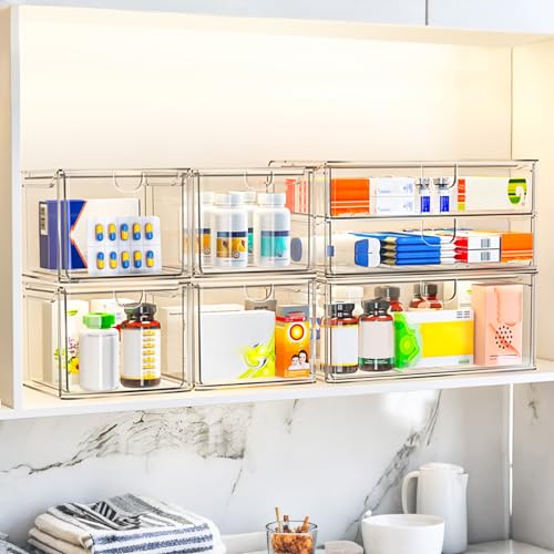 caktraie 6-Pack Acrylic Stackable Storage Drawers for Vanity - Image 6