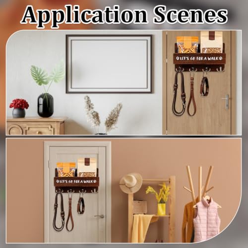 4 Hooks Wooden Dog Leash Holder Entryway Wall Organizer - Image 6