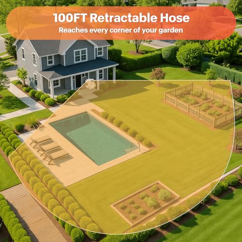 Retractable Garden Hose Reel, 1/2"x100ft Wall Mount - Image 7
