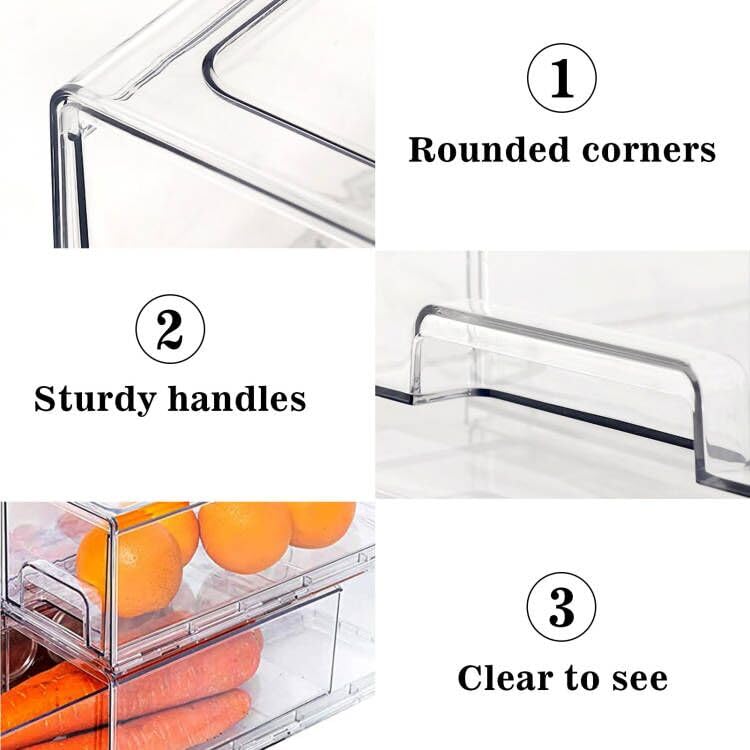 MANO 2Pack Clear Fridge Drawers Pull Out Stackable R | All Products - Image 5